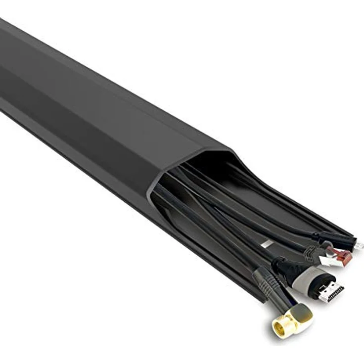 conecto Kabelkanal mit 3M Klebeband selbstklebend selbsthaftend zum Kleben oder Schrauben aus hochwertigem PVC (Länge 100cm, Breite 6cm, Höhe 2cm) schwarz – Bild 7