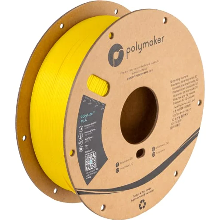 Polymaker PolyLite PLA, 3D-Druckmaterial, 1.75mm, 1kg, Silk Yellow, hohe Steifigkeit und Druckzuverlässigkeit – Bild 1