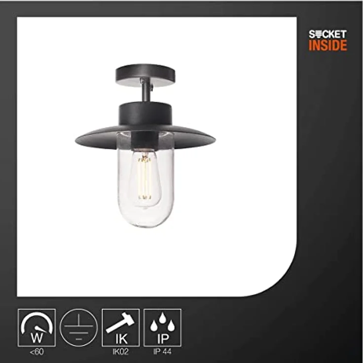 SLV MOLAT | LED Deckenlampe , Decken-Strahler, Außenbeleuchtung von Decken, Eingängen, LED Strahler, Aussenleuchte LED, Gartenlampe | E27, anthrazit, max. 60W, IP44 – Bild 2