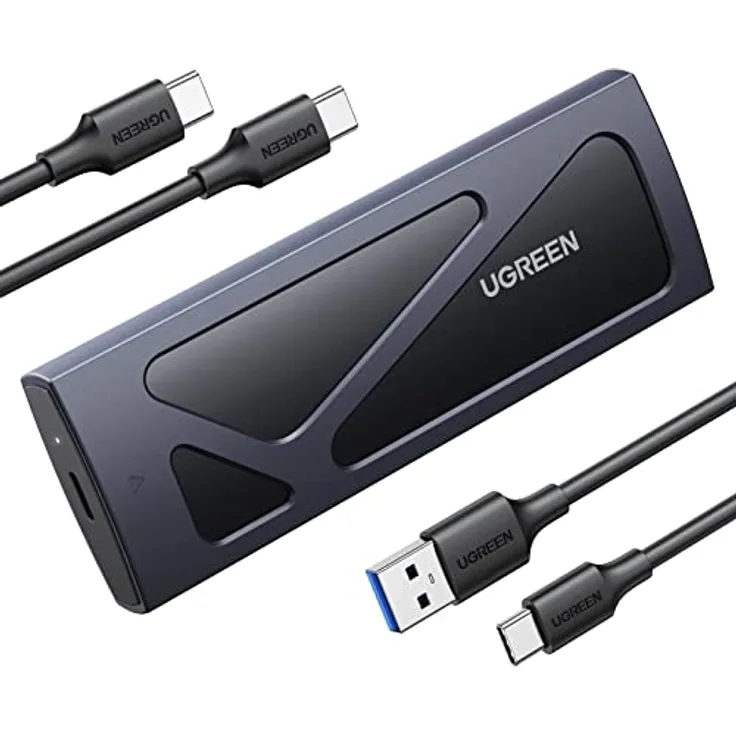 UGREEN NVMe M.2 Gehäuse USB 3.2 Adapter - 10 Gbps für NVMe SSD in Schwarz mit Kühlkissen - Werkzeuglose Montage