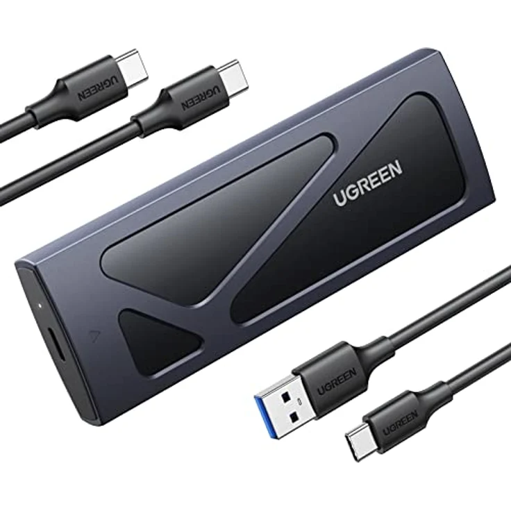 UGREEN NVMe M.2 Gehäuse USB 3.2 Adapter - 10 Gbps für NVMe SSD in Schwarz mit Kühlkissen - Werkzeuglose Montage – Bild 1