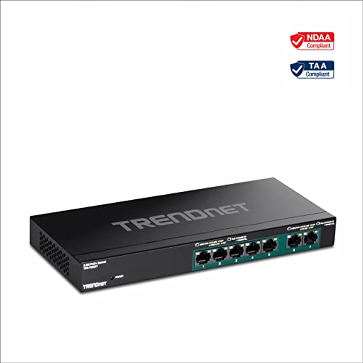 TRENDnet TPE-TG327 7-Port-Multi-Gig-PoE+-Switch, 5 x 1G RJ-45 PoE+ Base-T-Ports, 2 x 2,5G RJ-45 PoE+-Ports, 20 Gbit/s Schaltkapazität, Netzwerk-Ethernet-Switch – Bild 2
