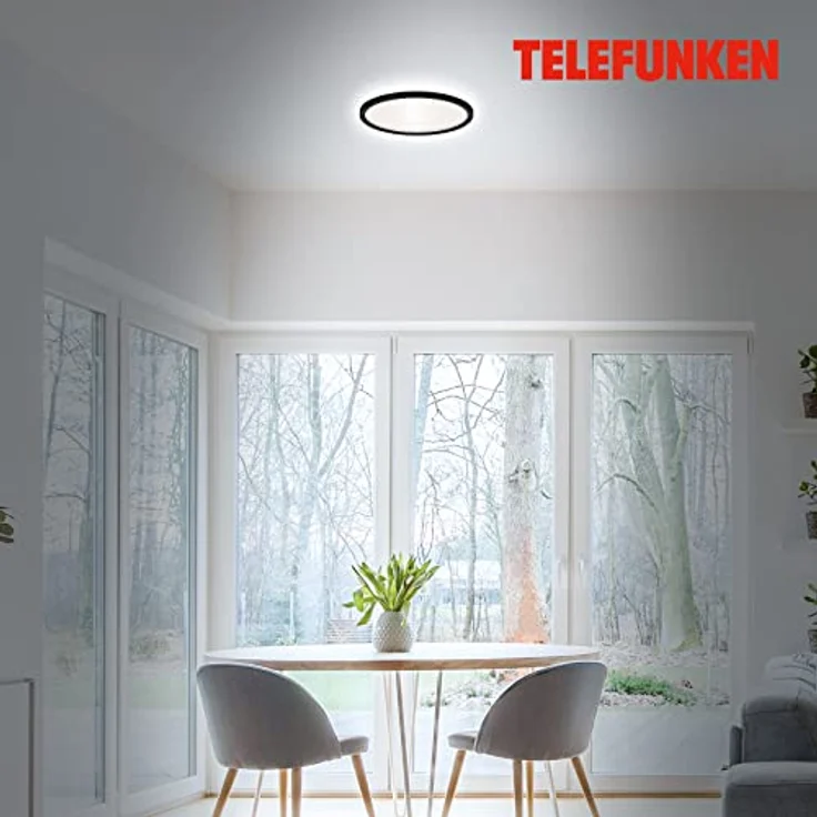TELEFUNKEN LED Bad Deckenleuchte mit Backlight, IP44 Badezimmerlampe, ultraflach, neutralweißes Licht, Schwarz 290x35 mm (DxH) 321605TF – Bild 3