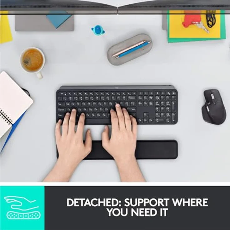 Logitech MX Palm Rest (für MX Keys, Rutschfestes Premium-Material für Komfort bei stundenlangem Tippen) schwarz - Preisvergleich – Bild 3