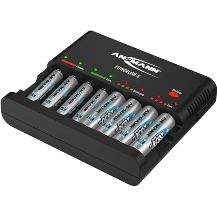 Ansmann Powerline 8 1001-0006, Akkuladegerät für 1-8 AA/AAA NiMh Akkus mit USB-Ladebuchse und Entladefunktion – Bild 5
