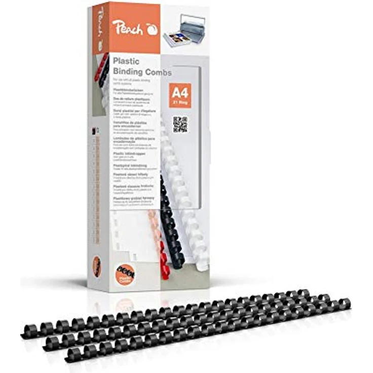 Peach Plastikbinderücken A4, 10mm für 65 Blatt, 100 Stück, schwarz, PB410-02 – Bild 1