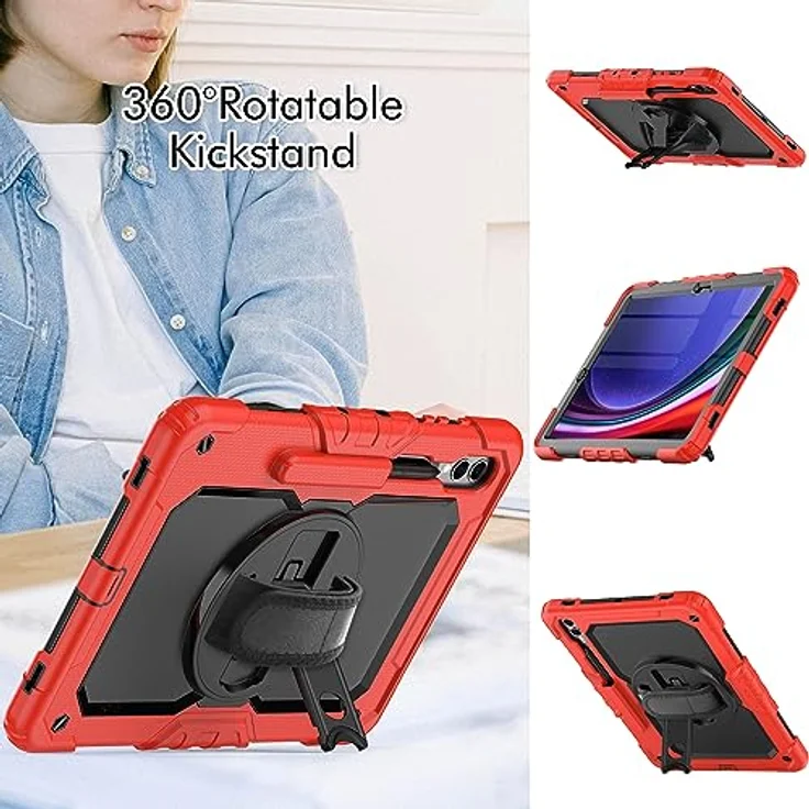 Lobwerk Tablet-Hülle 4in1 für Samsung Galaxy Tab S9+ Plus 2023 SM-X810 SM-X816B 12.4, Sturzdämpfung, Aufstellfunktion, Outdoor, schwarz – Bild 6