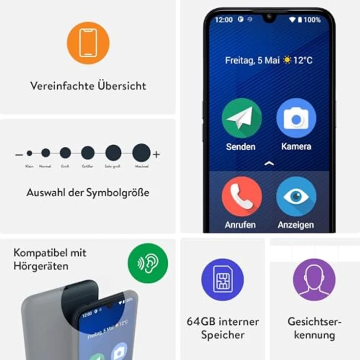 Doro 8200 Secure Dark Blue, Smartphone mit sicherer Datenverschlüsselung und Notfallknopf – Bild 3