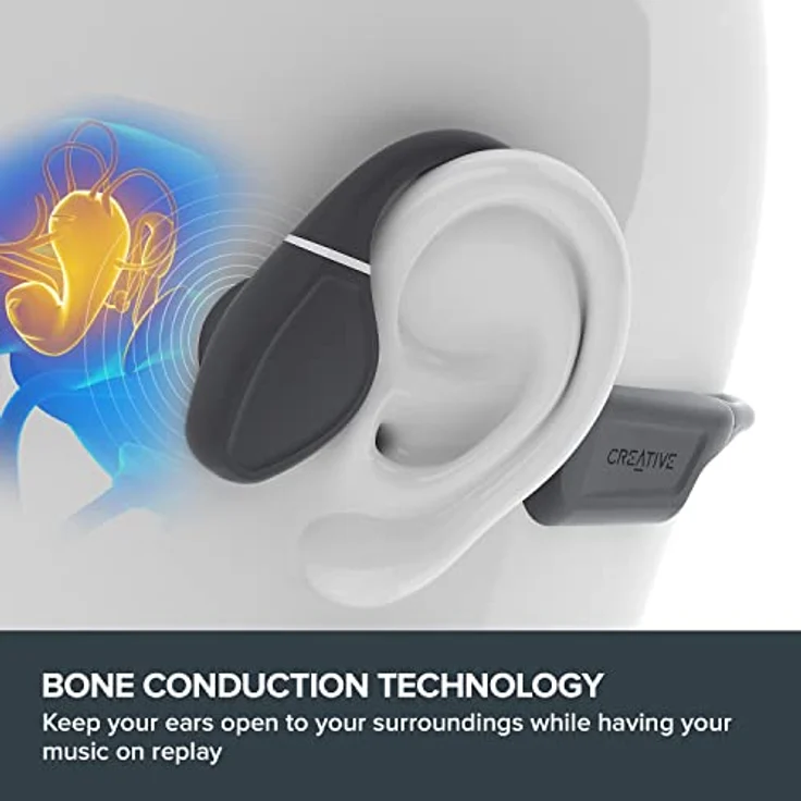 CREATIVE Outlier Free Wireless Bone Conduction Kopfhörer mit Bluetooth 5.3, IPX5 Schweiß- und Wasserspritzfestigkeit, Multipoint-Konnektivität, bis zu 10 Stunden Akkulaufzeit, integriertes Mikrofon – Bild 2
