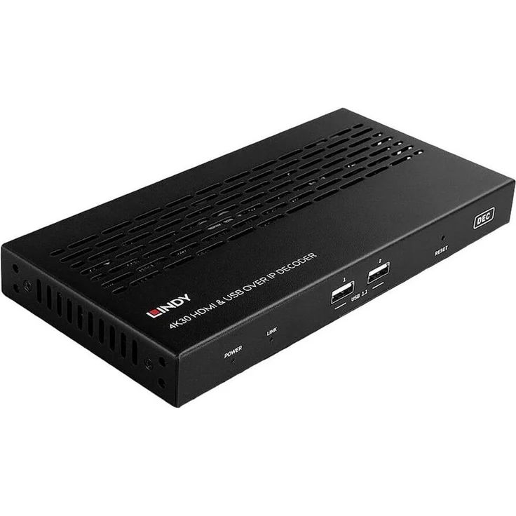 Lindy HDMI & USB over IP Decoder, 4K30 Multicast & Videowall KVM Switch, Schwarz