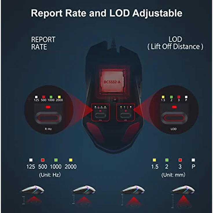 Bloody W60Max Kabelgebundene RGB FPS Gaming Maus, 10000 CPI, alle Tasten programmierbar, 2000 Hz Berichtsrate, 250 IPS, 4M Onboard Speicher (Gungrey) – Bild 4