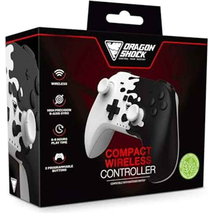 DRAGON SHOCK PopTop Compact Wireless Controller, OLED-Style, Schwarz/Weiß, für Nintendo Switch, Switch OLED, PC mit Turbo-Funktion und Vibrationsanpassung – Bild 2