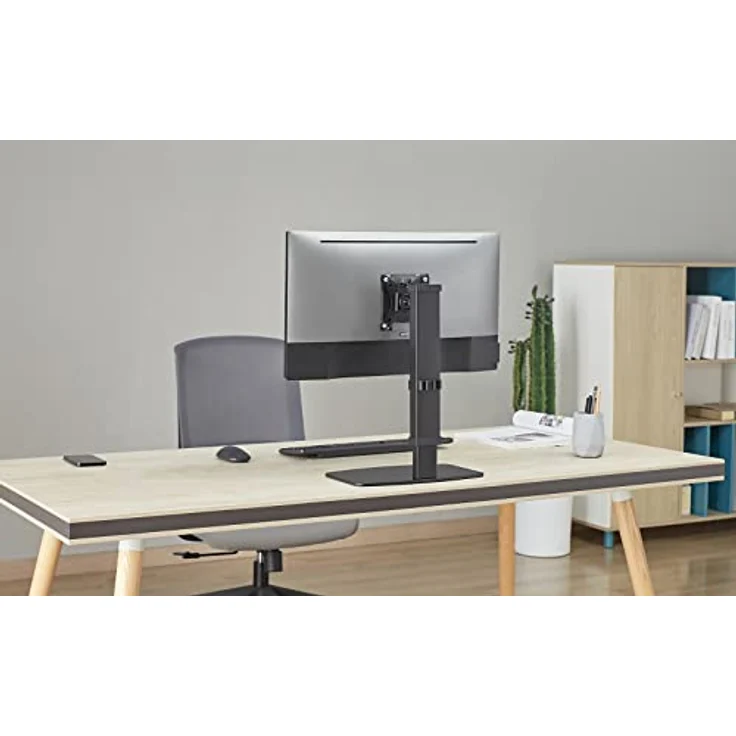 myWall HL 55 L Monitor Ständer Tischständer Halterung für Bildschirme 17 Zoll - 32 Zoll (43 - 81 cm), bis 8 kg, Höheneinstellung in 10 Stufen, schwenkbar, neigbar, VESA: 75 / 100, schwarz – Bild 5