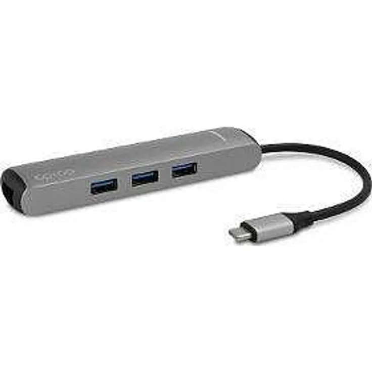 Epico 9915112100019, USB 3.2 Gen 1 Type-C Hub, 60 W, 4K Ultra HD, Gigabit Ethernet, Schwarz/Silber