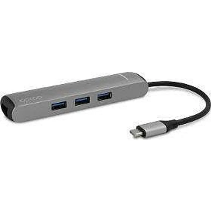 Epico 9915112100019, USB 3.2 Gen 1 Type-C Hub, 60 W, 4K Ultra HD, Gigabit Ethernet, Schwarz/Silber