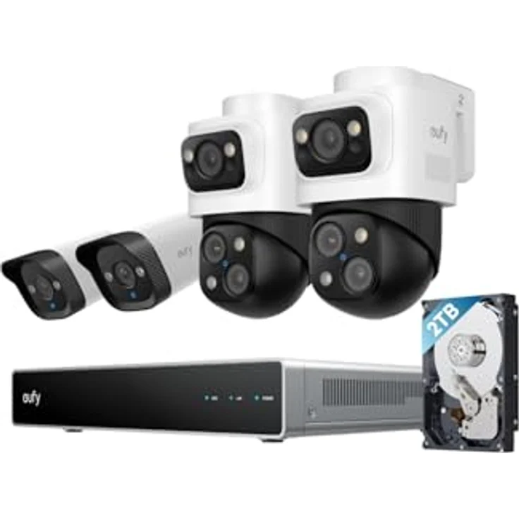 eufy NVR Security System S4, 4K Überwachungssystem mit 2 Bullet-Kameras und 2 Bullet-PTZ-Kameras, 2TB Speicher, KI-gestützte Objektverfolgung – Bild 1