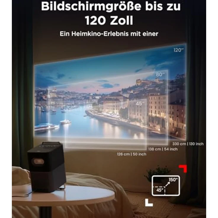 TCL A1s MTV-Projektor, 600 ISO-Lumen, 1080P tragbarer Beamer mit WLAN, Bluetooth, lizenzierter Netflix-Unterstützung und 30.000 Stunden Lebensdauer – Bild 5