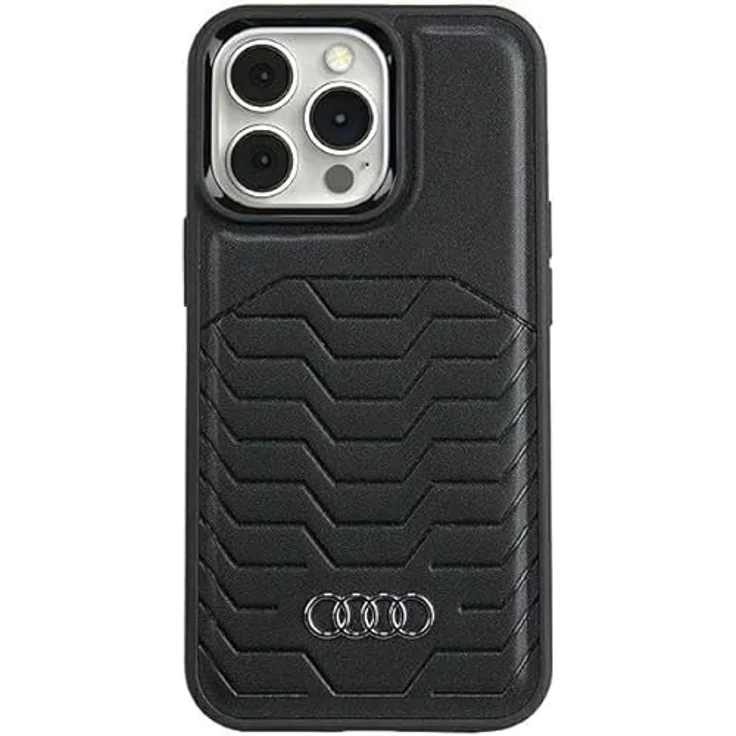 Audi Synthetic Leather Hülle für iPhone 15 Pro 6.1", Hartschalenkoffer aus TPU/Kunstleder, Schwarz – Bild 1