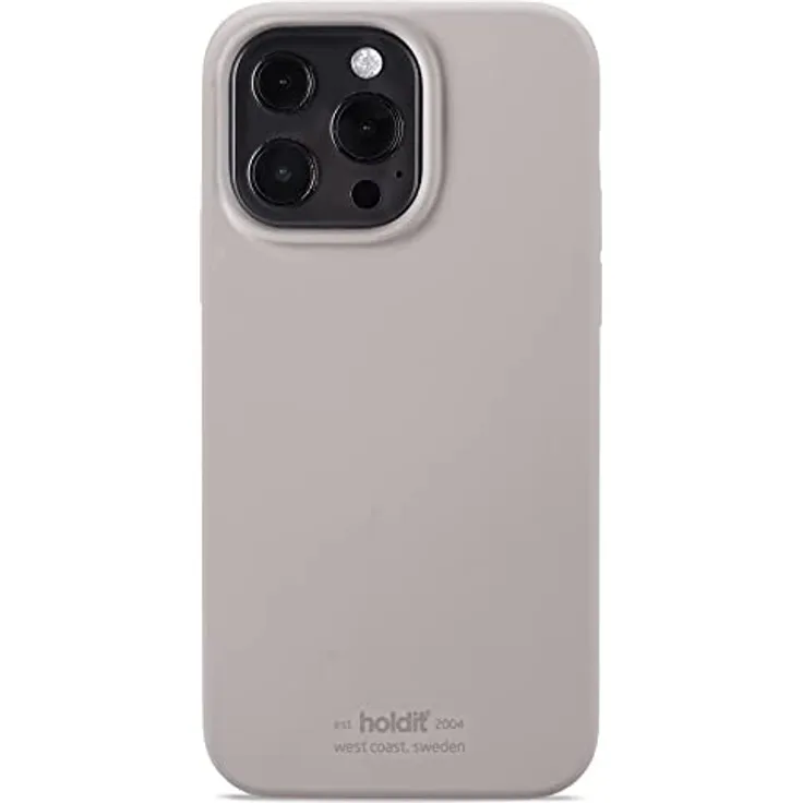 Holdit Silikonhülle iPhone 13 Pro (6,1”) - 0,8mm Ultra dünn Handyhülle Silikon - Trendy Slim Silicone case mit Voller Schutz (erhöhte Kante für Kameraschutz) - Taupe