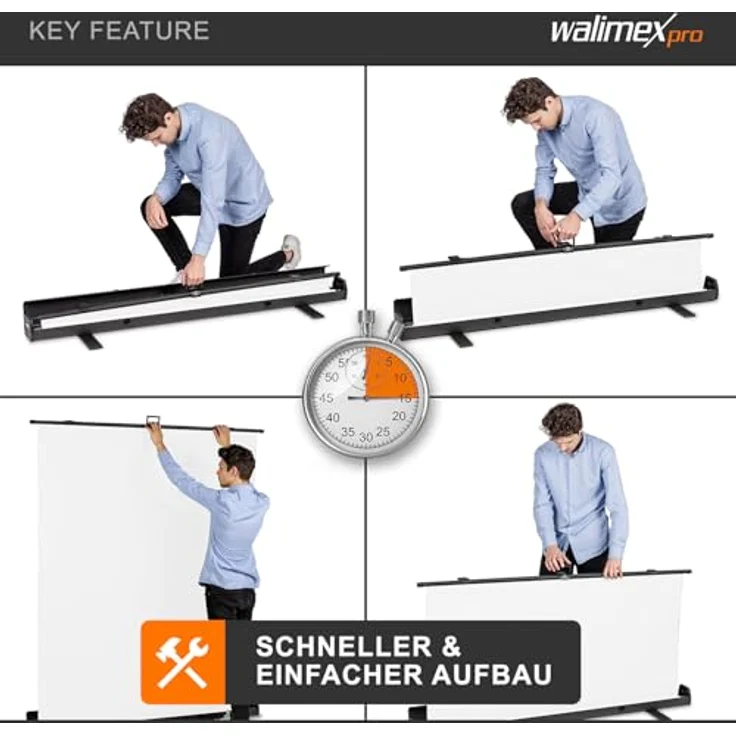Walimex pro Roll-up Panel Hintergrund weiß 155x200 – Bild 4