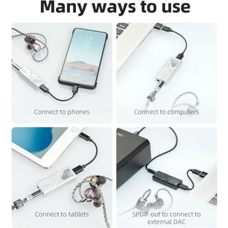 FiiO KA13 Tragbarer Dual-DAC-Verstärker mit 3,5 mm/4,4 mm Ausgängen und Desktop-Modus, schwarz – Bild 4