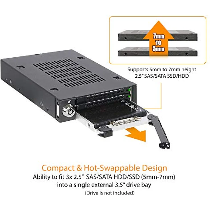 ICY DOCK Wechselrahmen für 3X 2,5 Zoll (6,4cm) SATA SSD-HDD in 1x 3,5 Zoll (8,9cm) - Vollmetall ToughArmor MB993SK-B – Bild 3