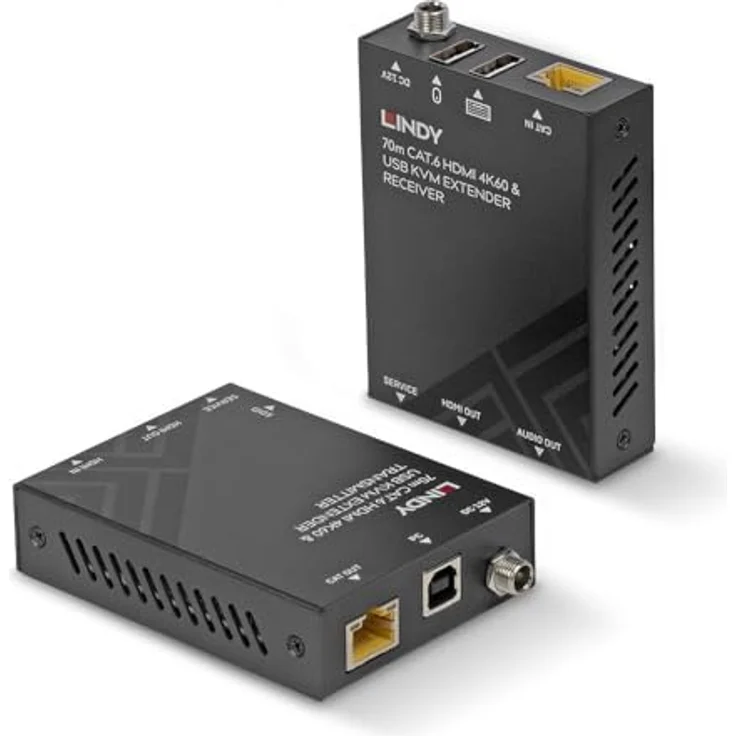 LINDY 39383 KVM HDMI 4K60 CAT.6 Extender USB und Audio auf 70 Meter, Unterstützt 4K HDR und PoC – Bild 1