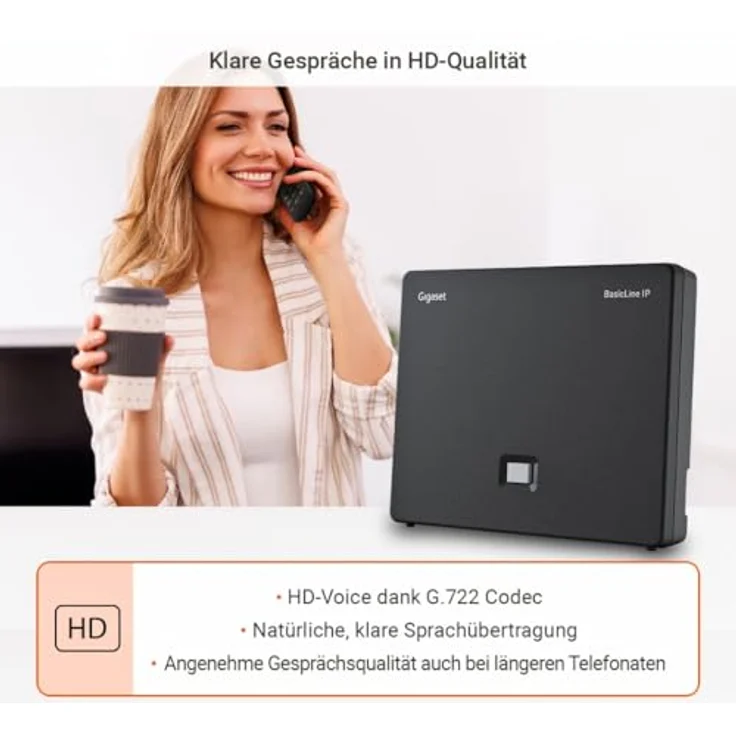 Gigaset BasicLine IP DECT Telefonbasis, HD-Sprachqualität für bis zu 6 Mobilteile, Schwarz – Bild 4