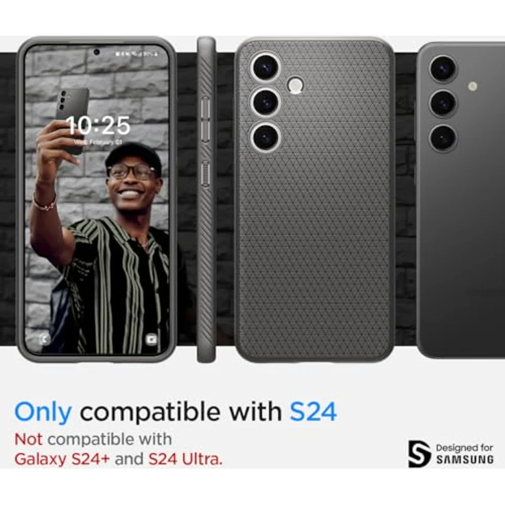 Spigen Liquid Air Hülle Kompatibel mit Samsung Galaxy S24 - Grau, Gemustertes TPU für Fingerabdruckvermeidung und Eckschutz – Bild 2