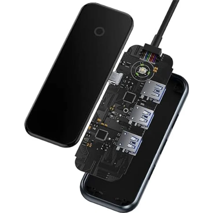 Baseus Hub 4in1 AcmeJoy Serie USB-C auf 3xUSB 3.0 + USB-C PD (dunkelgrau) – Bild 4