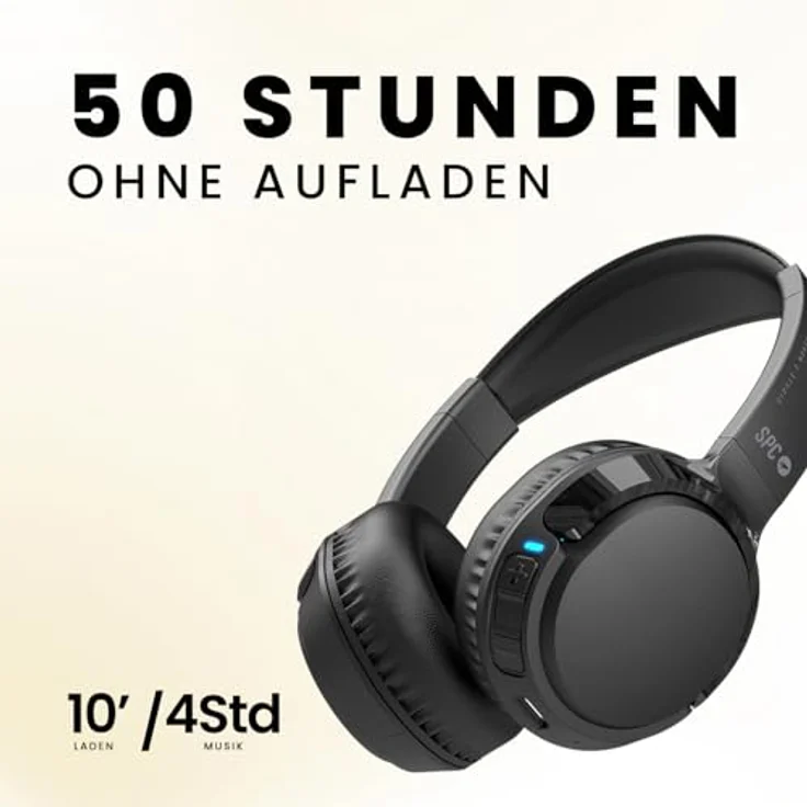 SPC Heron 2 Studio, Kabellose Over Ear Kopfhörer mit 50h Akkulaufzeit, Schwarz – Bild 3