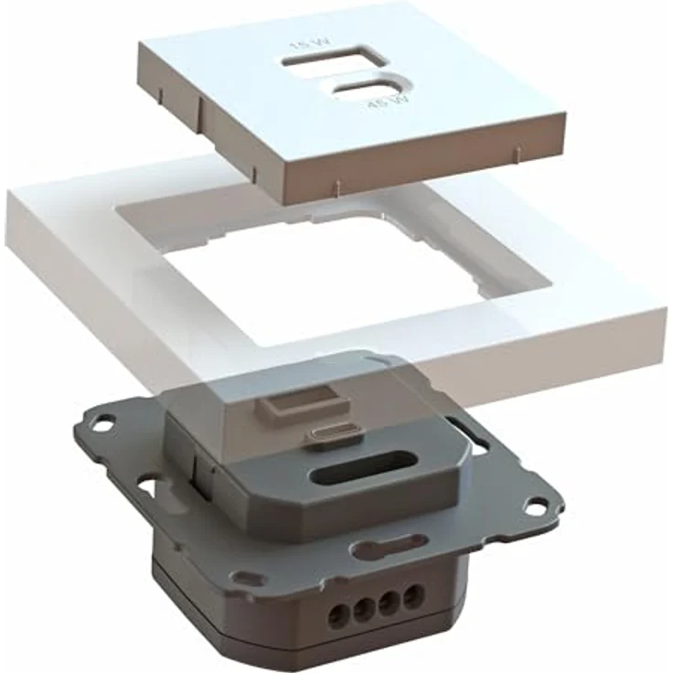 Unterputz USB-Ladestation mit USB-C 45 Watt + USB-A 15 Watt Charger/Lader 6560x0100 zur Hausinstallation, für gängige Schalterprogramme (55x55mm), Power Delivery (PD), T65.01 Kombi – Bild 4