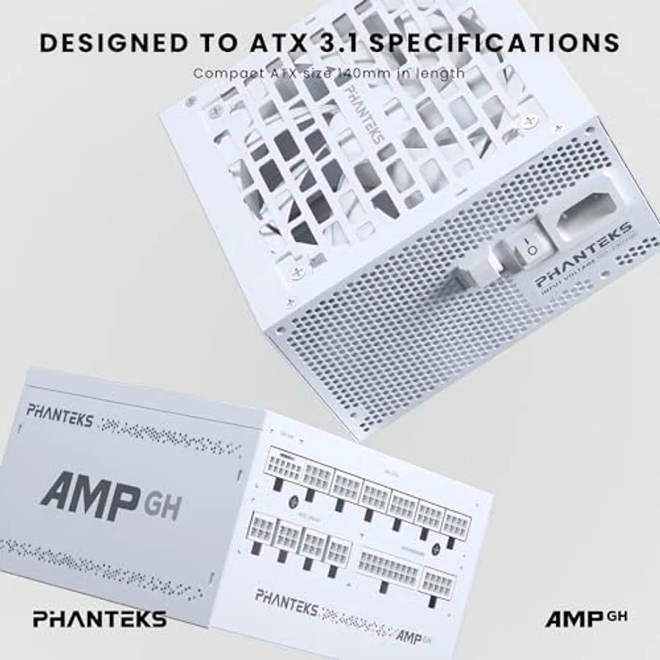 Phanteks AMP GH 1000W 80 Plus Platinum Netzteil, PCIe 5.1, ATX 3.1-1000 Watt, weiß – Bild 3