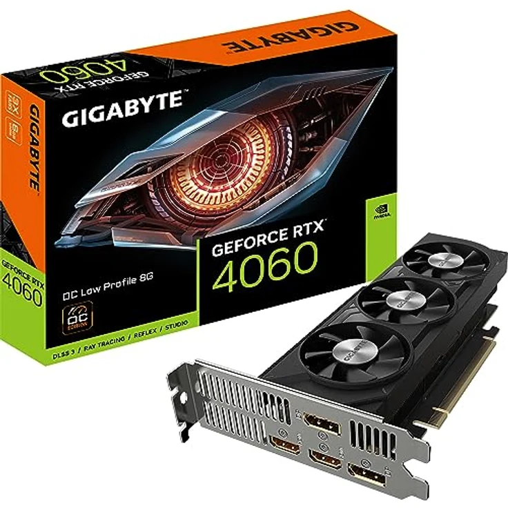 Gigabyte NVIDIA GeForce RTX 4060 OC Low Profile Graphics Card - 8GB GDDR6, 128-bit, PCI-E 4.0, 2475MHz Core Clock, 2x DP 1.4, 2x HDMI 2.1a, NVIDIA DLSS 3,  von Gigabyte - GV-N4060OC-8GL - Effektive Wärmeableitung und hohe Leistung – Bild 1