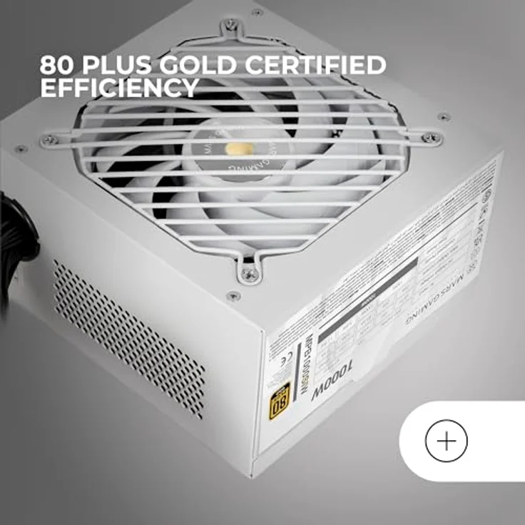 Mars Gaming MPB1000SI, PC ATX Netzteil 1000W, 80Plus Gold 90%, 7 Jahre Garantie, SI Extreme Silence Lüfter, Weiß – Bild 4