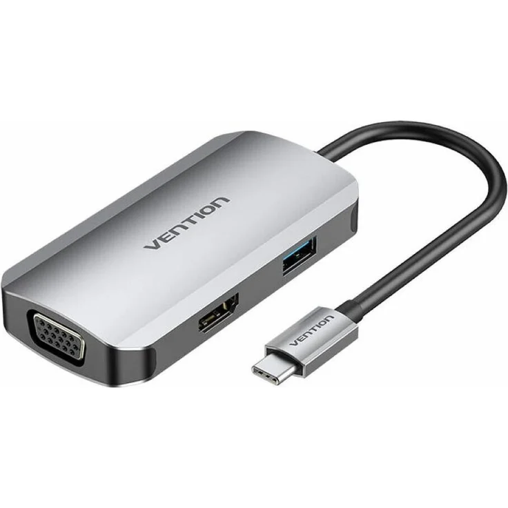 Vention TOAHB Dockingstation, USB-C zu HDMI, VGA, USB 3.0, PD, 0,15 m, grau