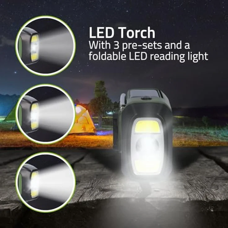 Nedis Tragbares Notfallradio DAB+/FM, batteriebetrieben, Handkurbel, solarbetrieben, USB-Stromversorgung, Wecker, grün/schwarz – Bild 6