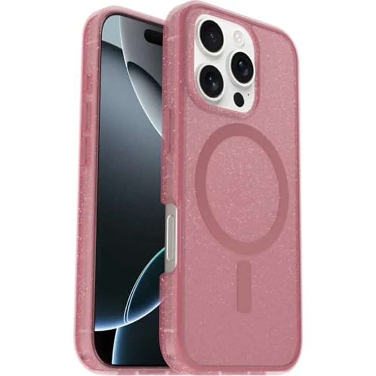 OtterBox Symmetry Series Clear MagSafe transparente Hülle für iPhone 16 Pro, stoßfest, sturzsicher, schützende Hülle, 3X getestet nach Militärstandard, Transparent/Rosa – Bild 1