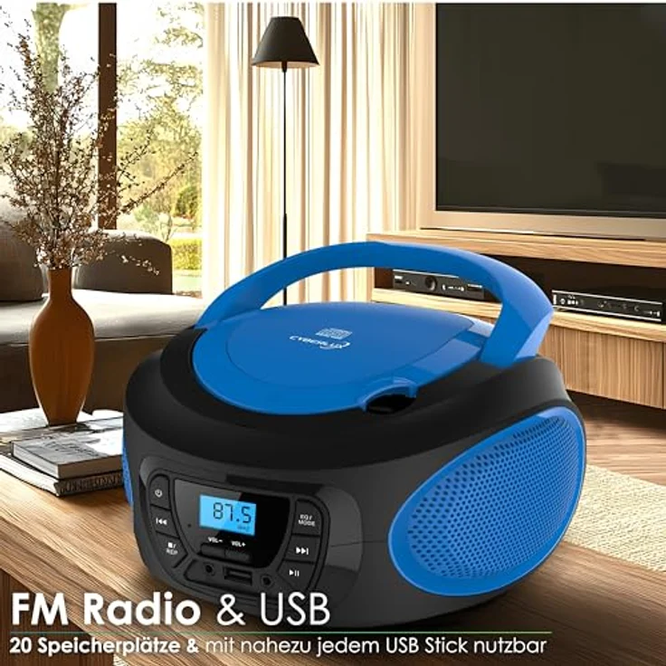 Cyberlux tragbarer CD-Player Kinder Radio Blau – Bild 3