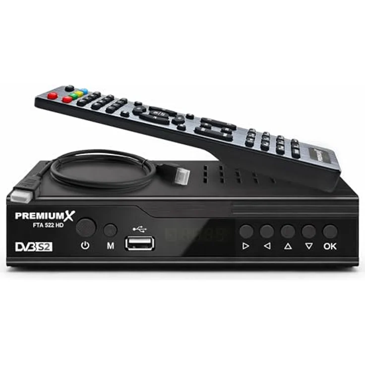 PremiumX FTA 522 HD, DVB-S2 Digital Satellitenreceiver, Unicable tauglich, HDMI & SCART, 2x USB Media Player, 12V FullHD, 4000 Sender Speicher, vorinstallierte deutsche Sender – Bild 1