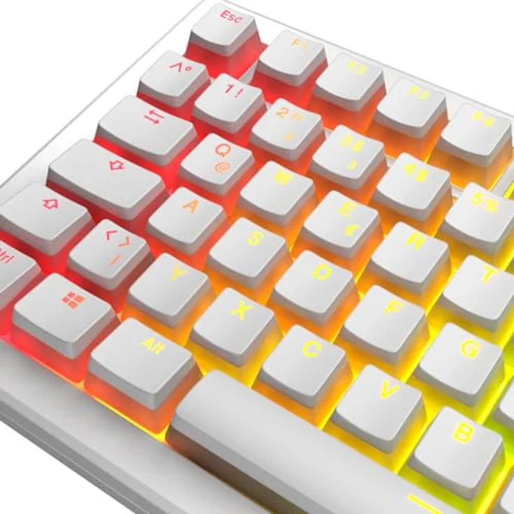 Glorious Aura V3 Keycaps, ISO Layout (DE), PBT, Doubleshot - Weiß – Bild 5