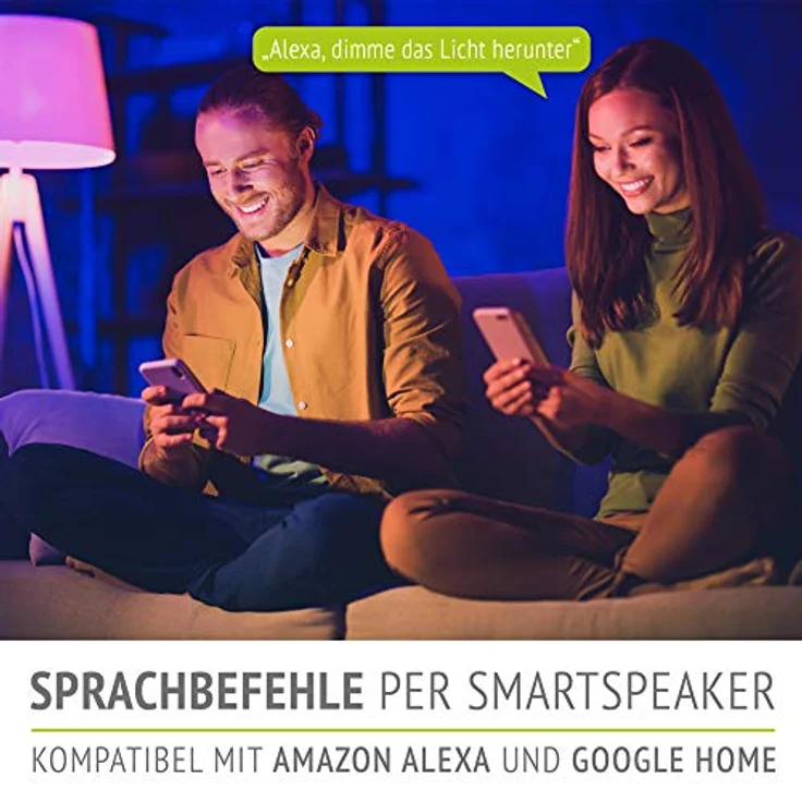 linovum 4er Pack LED Smart Lampe E27 RGBWW, dimmbar per App & Sprache, WLAN Light Bulb, kompatibel mit Alexa und Google Home – Bild 2