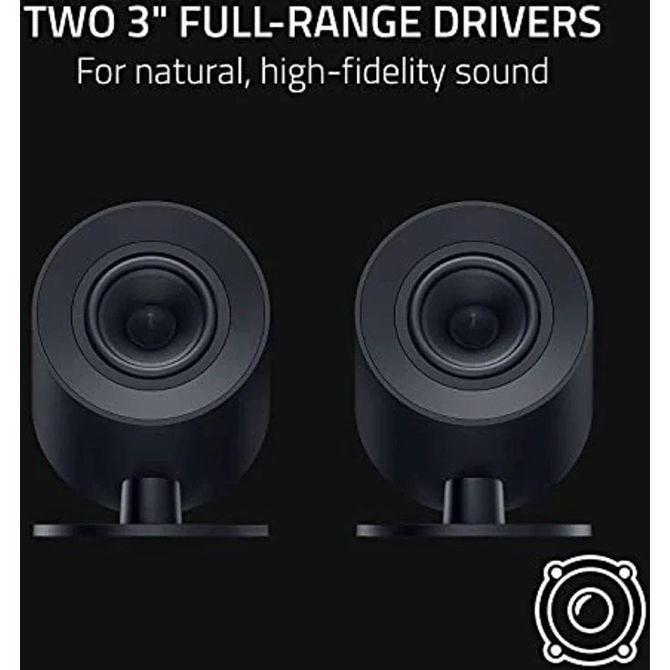 Razer Nommo V2 X - Full-Range-2.0-Gaming-Lautsprecher für PC (Zwei 3-Zoll-Full-Range-Treiber, THX Spatial Audio, Max. Schalldruck 96 dB, Plattformübergreifende Kompatibilität) Schwarz – Bild 2