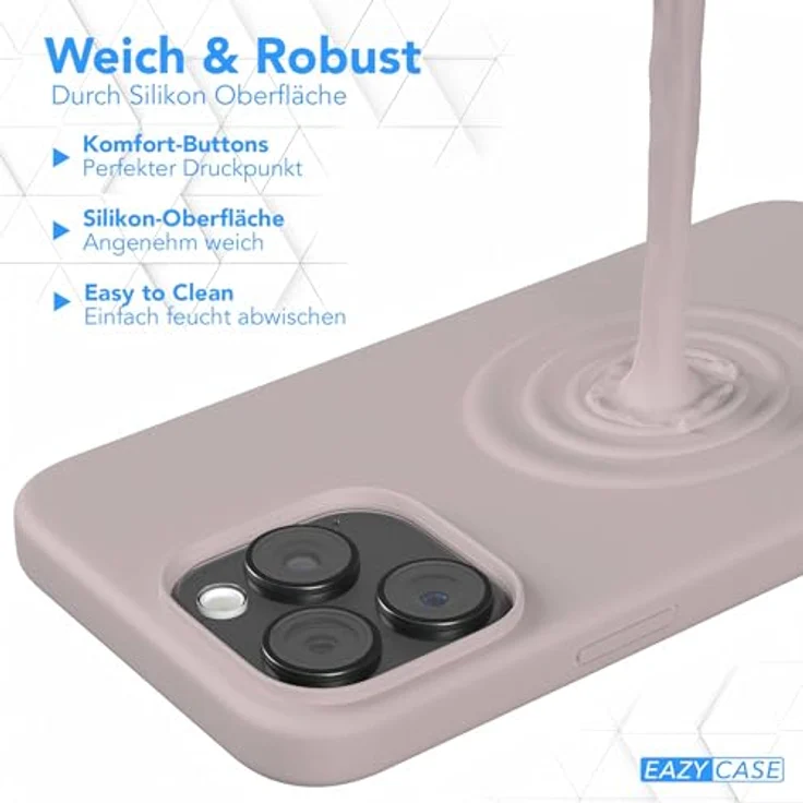 EAZY CASE Premium Silikonhülle für iPhone 15 Pro Max, Slimcover mit Kameraschutz, Microfiber-Innenseite, Rosabraun – Bild 4