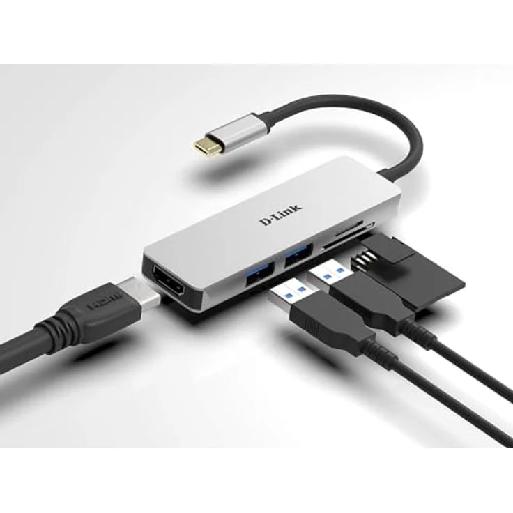 D-Link DUB-M530 USB Typ C Hub 5 in 1 USB C Adapter mit HDMI 4K und 1080p 2 USB 3.0-USB2.0 Ports SD-Kartenleser SDHC SDXC – Bild 2