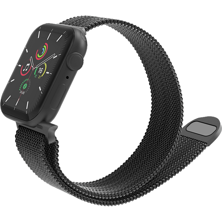 ISY ISB-1010, Ersatzarmband Metall-Mesh für Apple Watch, schwarz, 38/40/41 mm, magnetischer Verschluss, atmungsaktiv, Edelstahl