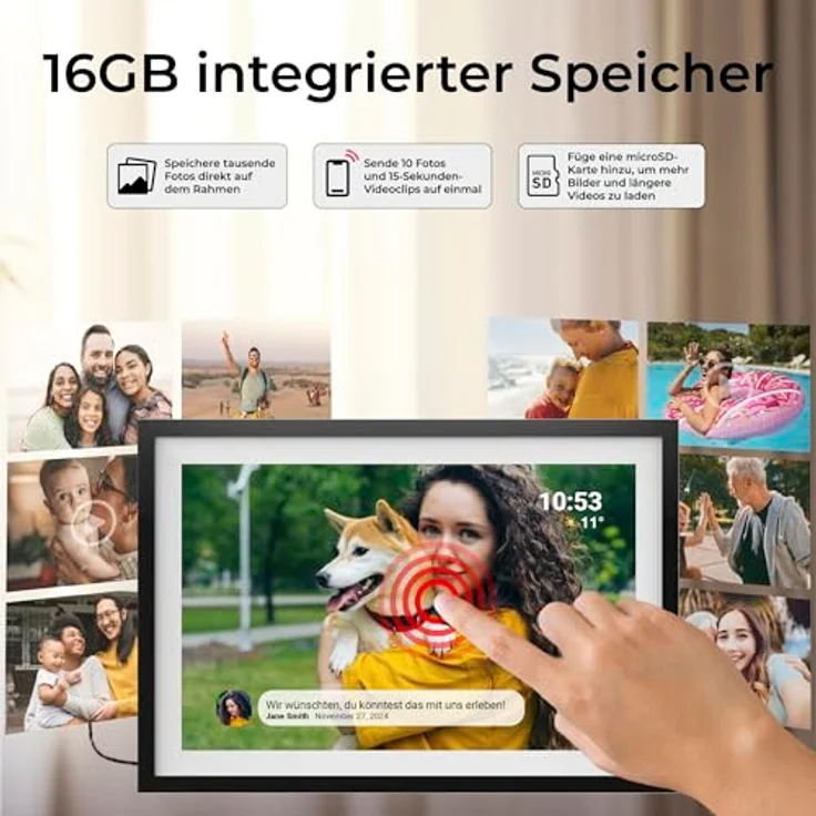 Denver Frameo PFF-1016 25,4cm (10,1) 16GB Digitaler Bilderrahmen mit extrafeinem Rand, Kristallklares HD-Display, WLAN-Übertragung und 16GB Speicherplatz, Schwarz – Bild 10