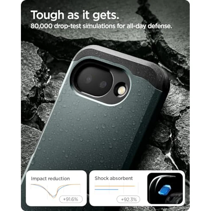 Spigen Tough Armor MagFit für Google Pixel 10a – XRD-Pad Stoßdämpfung, militärgeprüfter Schutz, Kickstand, kompatibel mit MagSafe – Abyss Green – Bild 4