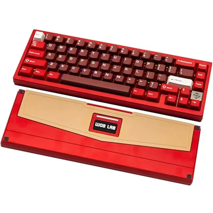 CutiePcs WOBKEY Zen 65, Mechanische Tastatur mit Hot-Swappable Schaltern, Quick Release CNC-Aluminiumgehäuse, Tri-Mode (BT/2,4G/USB-C), RGB-Beleuchtung, für Mac & Windows geeignet, Ultra Rot – Bild 1