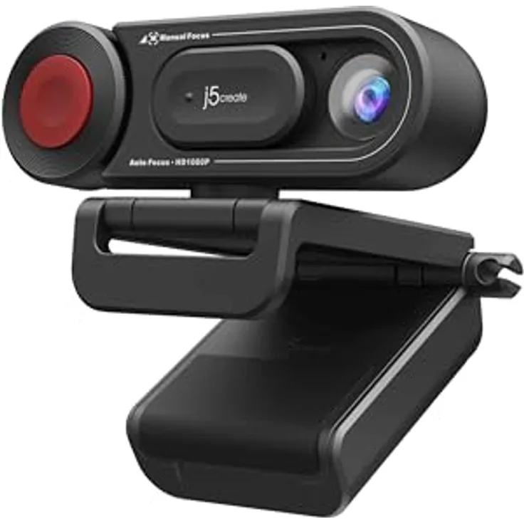 j5Create JVU250 Webcam HD avec mise au point automatique et manuelle, 2 MP, 1920 x 1080 pixels, 30 i (2 Mpx), Webcam, Schwarz